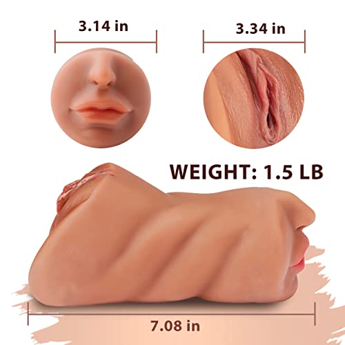 3-in-1-Pocket-Pussy-Male-Masturbators-with-Lifelike-Face-Sex-Doll-with-Realistic-Textured-Mouth-Vagina-and-Tight-Anus-Masturbator-Deep-Throat-Oral-Adult-Sex-Toys-for-Men-Masturbation-Brown-0-3