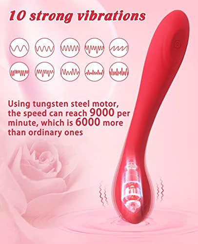 Alovegarden-Clitoral-G-Spot-Powerful-Rose-Vibrator-Waterproof-Dildo-Clit-Stimulator-with-10-Vibration-Modes-Softer-and-Flexible-Sex-Toy-for-Women-Clitoral-Vibrator-Red-0-0