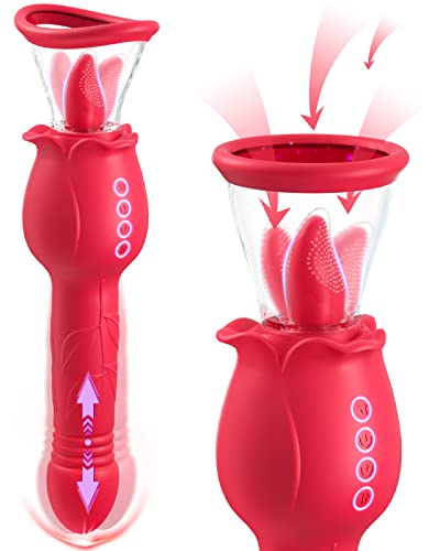 Rose Sex Toys for Women 4in1 Rose Toy Rose Sex Stimulator for Women with 2 Sucking Cups Clitoral Nipple Vibrator with 7 Tongue Licking 3 Thrusting G Spot Dildo Adult Sex Toys Woman Sex 0 Rose Sex Toys for Women - 4in1 Rose Toy, Rose Sex Stimulator for Women with 2 Sucking Cups, Clitoral Nipple Vibrator with 7 Tongue Licking & 3 Thrusting G Spot Dildo, Adult Sex Toys Woman Sex