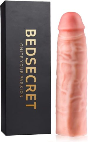 519SLjFCipL. AC SL1000 Reusable Penis Sleeve Extender Realistic Textured Cock Extender Body-Safe Stretchy Ultra-Soft Material Cock Enlarger Applicative