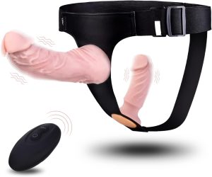 61mGIjf7uFL. AC SL1500 Harness Strap-On Vibration Realistic Dildos with 10 Strong Modes 2 Dildos Silicone Anal G-spot Stimulation Adjustable Strapless