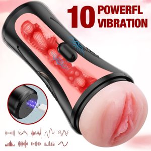 71amUfCka8L. AC SL1500 Vibrating Male Masturbator Squeezable Pocket Pussy, Lifelike Textured Vagina, Masturbation Cup with 7.5" Depth, Plump and Soft