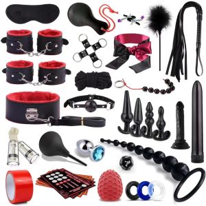 71T8M AtOZL. AC SL1280 BDSM Toy for Adult Couples,34pcs Sex Toys Kit for Bondaged Restraints with Handcuffs Sex and Anal Plug Toys,Body-Safe Sexual