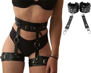 616qurEWvCL. AC SL1310 ALLOVME Leather Body Belt Suspenders Lingerie Gothic Garter Belts Party Halloween Body Chain Accessories for Women